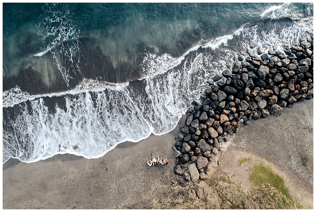 Overhead drone photo on beach in Maui, Hawaii by Sea Level Photography, a Maui Family Photographer.